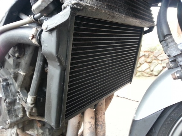 Replacement Radiator on Honda CBR1100 Super Blackbird