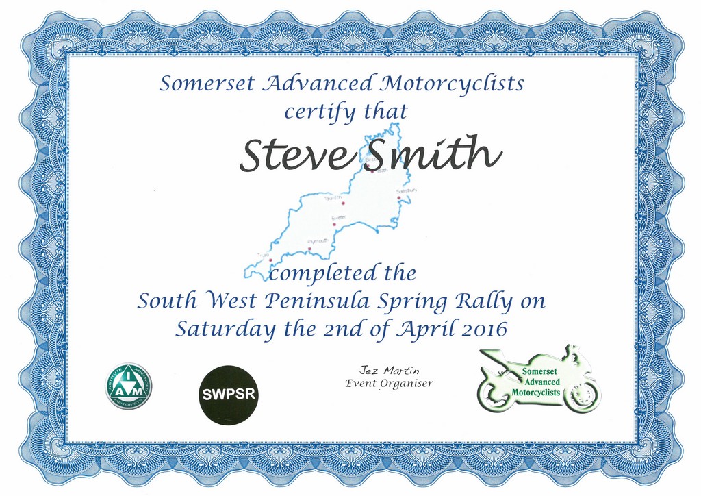 2016 SWPSR Completion Certificate 2016 SWPSR Completion Certificate