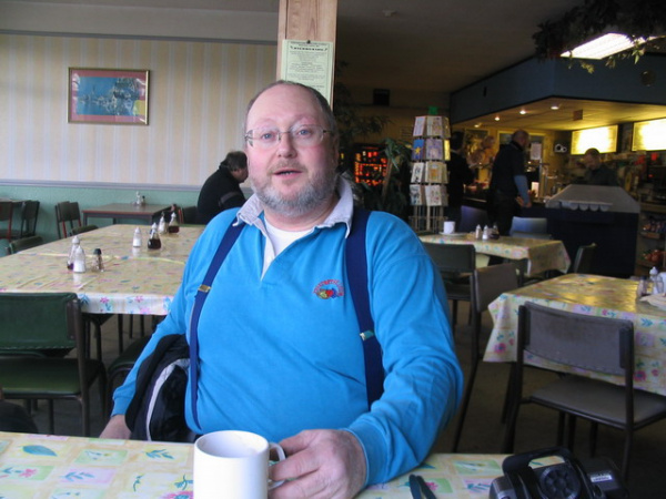 Zoom in Bob inside Fromes Hill Cafe