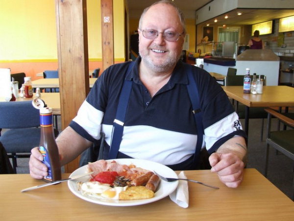 Zoom in Bob and his Fromes Hill Cafe Full English Breakfast