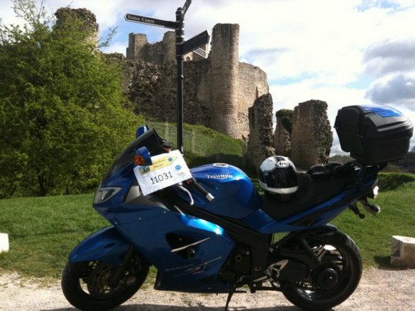Andy's Triumph Sprint ST outside Conisbrough Castle
