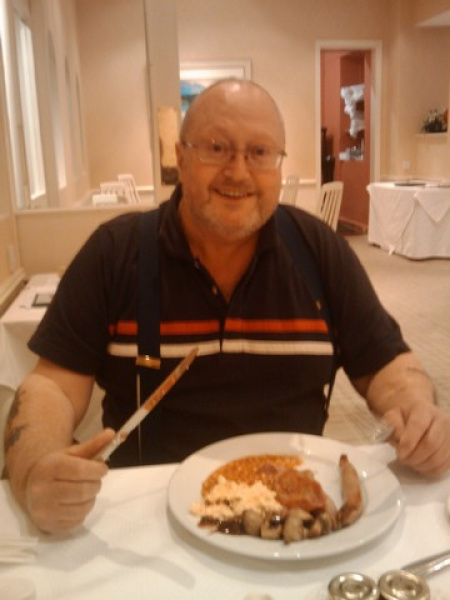 Bob enjoying his breakfast at The Green Hotel, Kinross