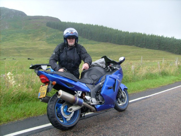 Bob and his Honda Blackbird, somewhere in Scotland