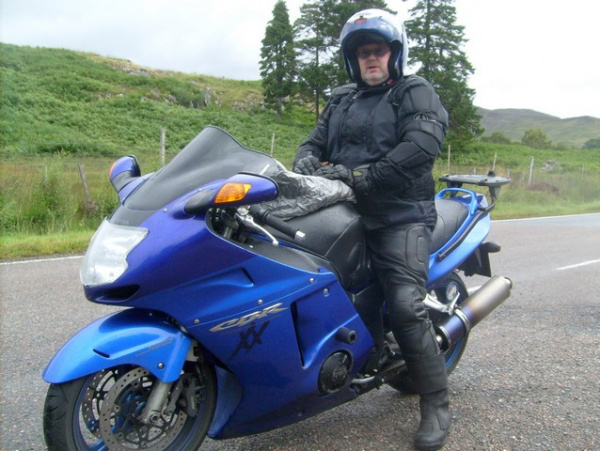 Bob and his Honda Blackbird somewhere in Scotland