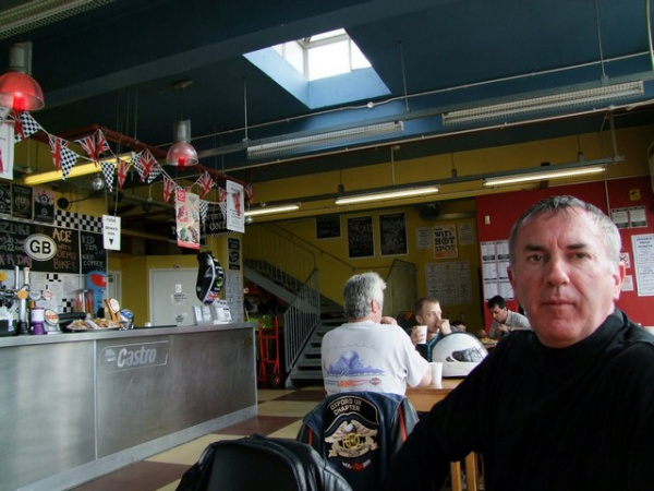 Zoom in Chinny in the Ace Cafe