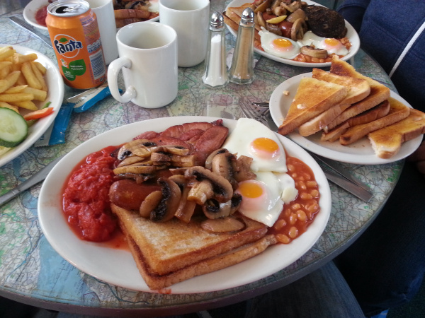 Full English Breakfast at the Touchdown Cafe, Wellesbourne airfield