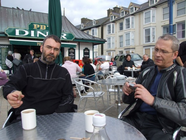 Rig and Ray having a quick coffee break in Aberystwyth