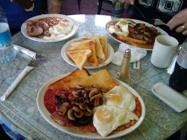 Full English Breakfast at the Touchdown Cafe, Wellesbourne airfield