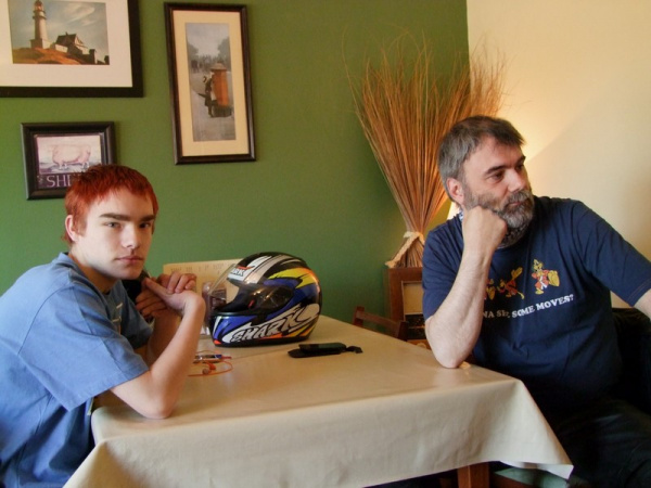 Scott and Rig inside Bringsty Cafe