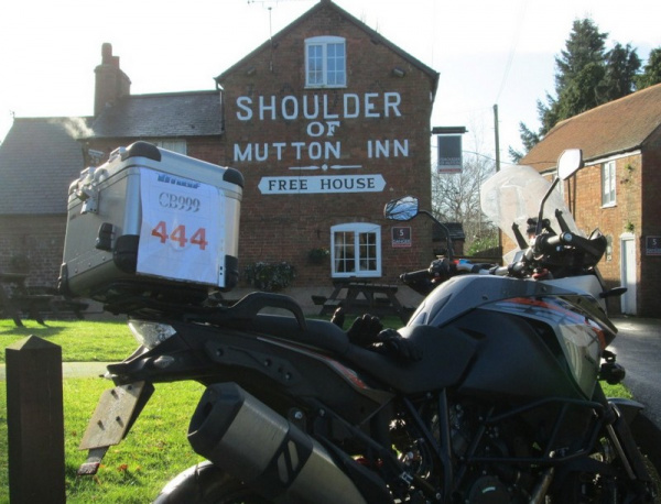 Zoom in KTM 1190 Adventure outside the Shoulder of Mutton pub