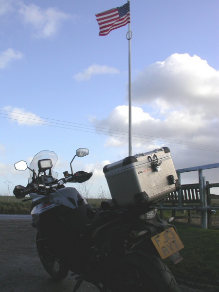 Zoom in KTM 1190 Adventure outside Santa Pod