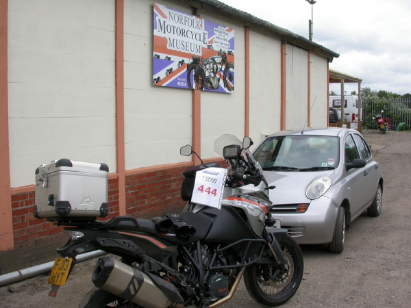 Zoom in KTM 1190 Adventure outside the Norfolk Motorcycle Museum