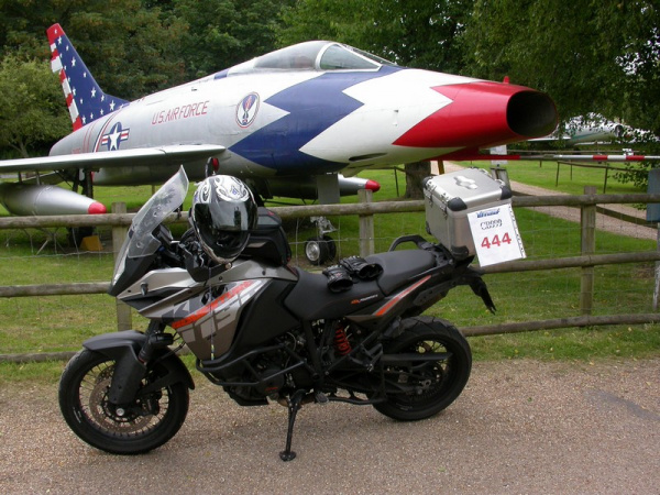 KTM 1190 Adventure outside the Norfolk & Suffolk Aviation Museum