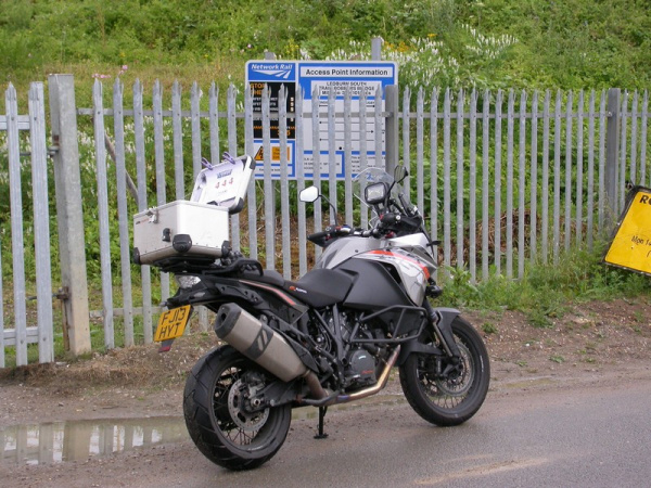 Zoom in KTM 1190 Adventure at Bridego Bridge, location of the 1963 Great Train Robbery.