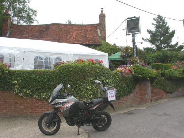 Zoom in KTM 1190 Adventure outside the Crooked Billet Pub
