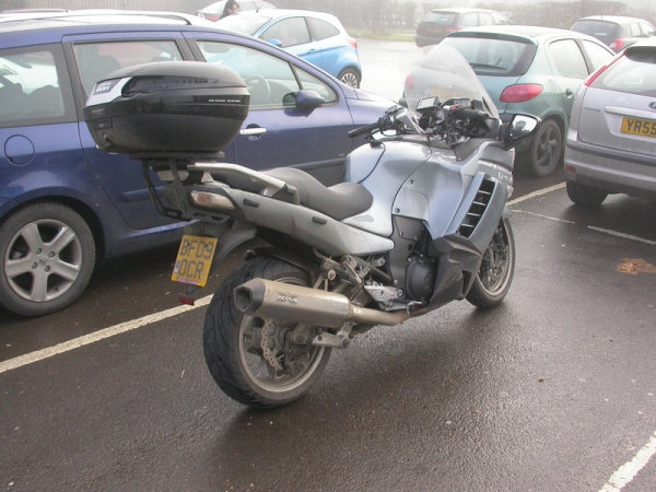 Zoom in Andy's and his Kawasaki GTR1400 at the Toby Carvery in Highnam