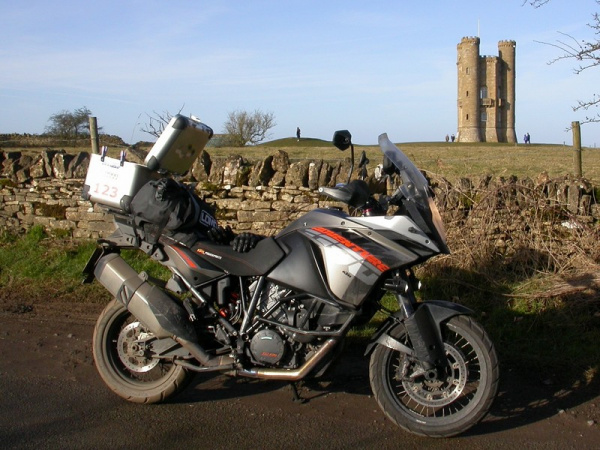 Zoom in Steve's KTM 1190 Adventure at the Broadway Tower