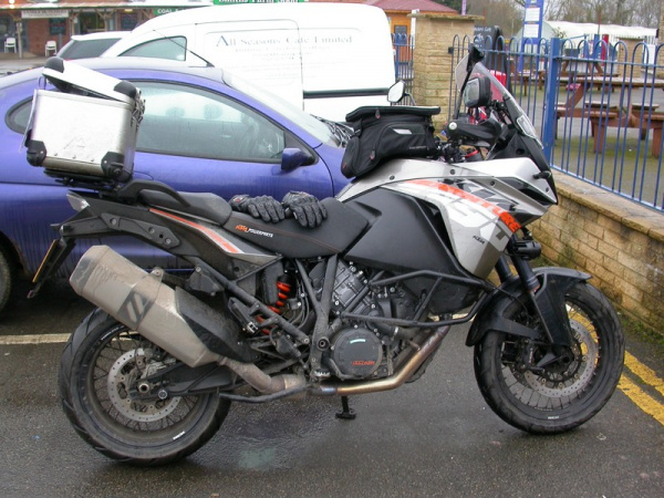 Zoom in Steve's KTM 1190 Adventure at the All Seasons Cafe