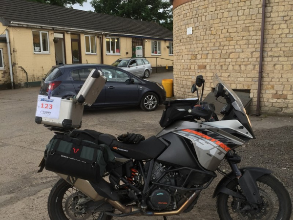 Zoom in Steve's KTM 1190 Adventure at Caenby Corner Cafe