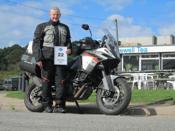 Zoom in Steve and his KTM 1190 Adventure at Sizewell Cafe