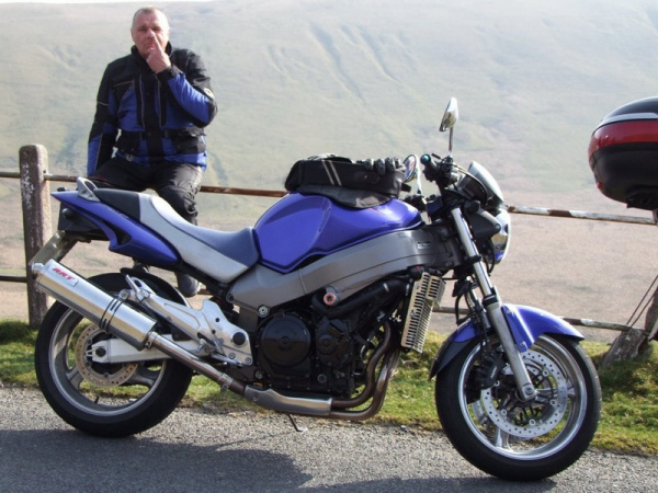 Zoom in Windsor and his Honda X11 in Elan Valley