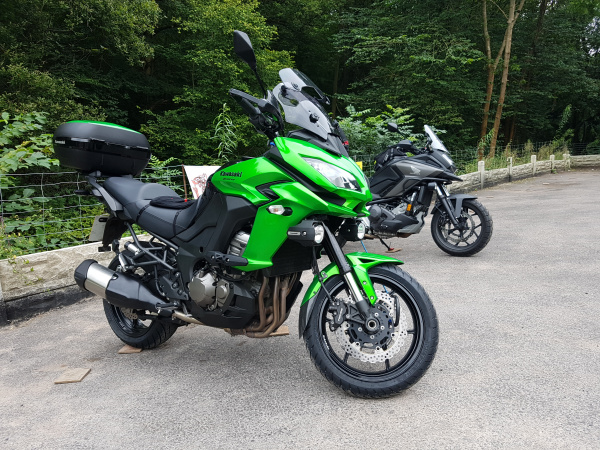 Zoom in Kawasaki Versys 1000 at The old stores motorbike cafe