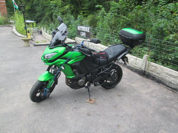 Zoom in Kawasaki Versys 1000 at Old Stores Motorcycle Cafe