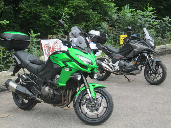 Zoom in Kawasaki Versys 1000 at Old Stores Motorcycle Cafe